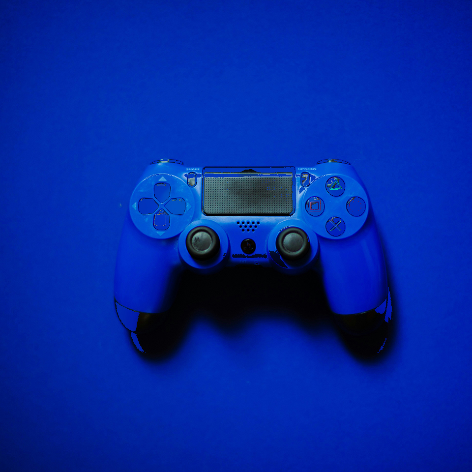 A PS4 controller in Blue